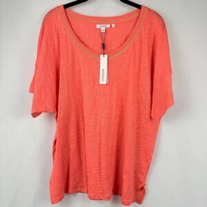 Chico's Linen Melon Mambo Knit Short Sleeve Everyday T Shirt XL NWT